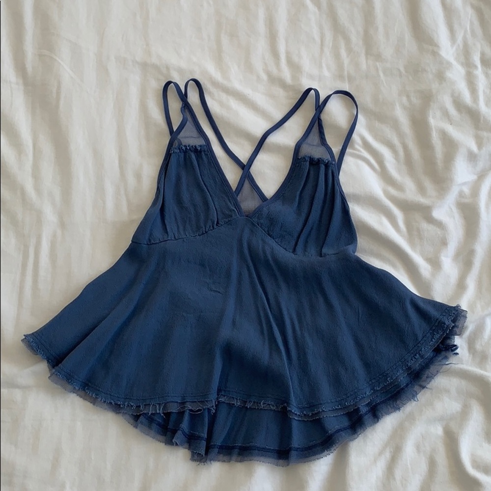 strappy deep v tank with mesh detail